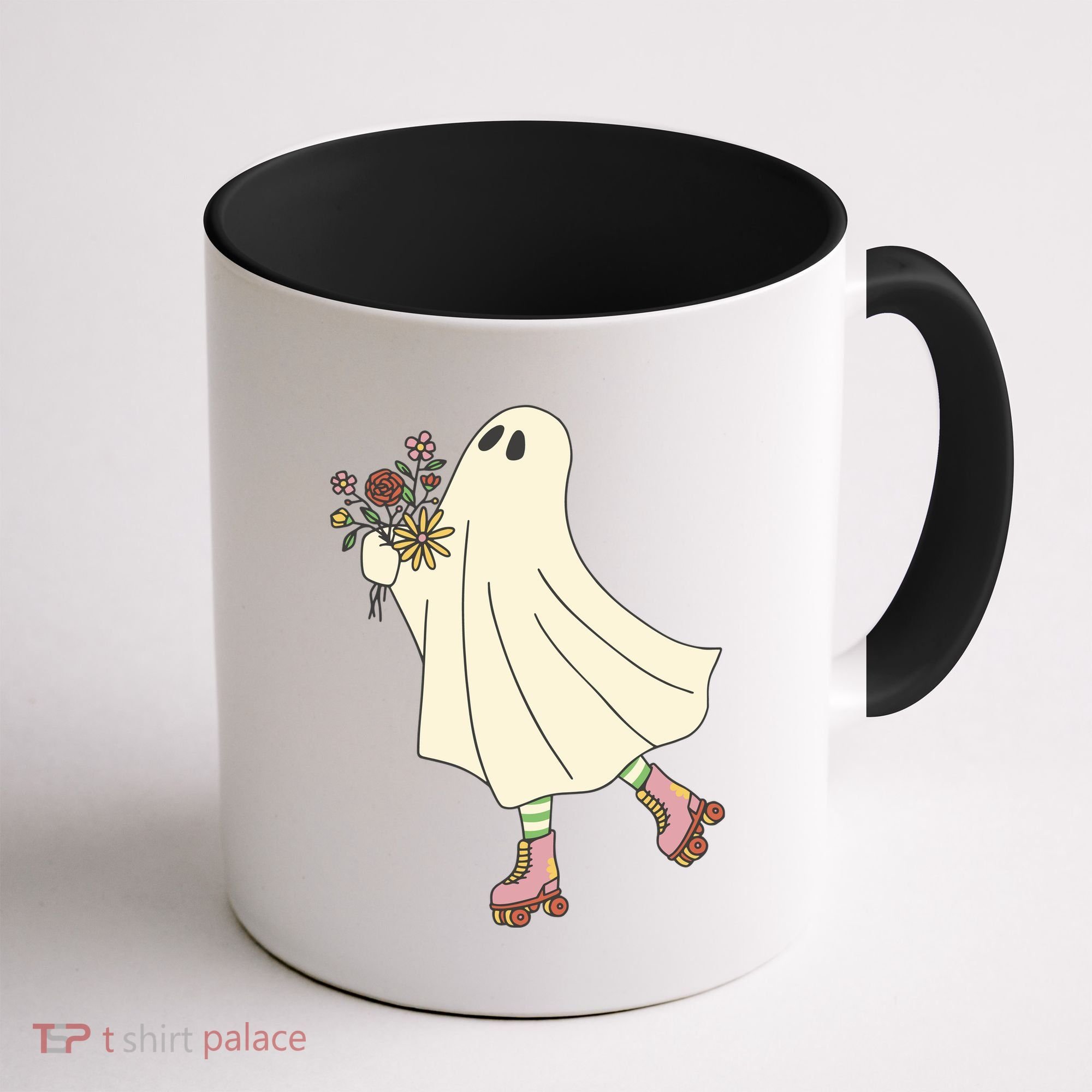 Floral Roller Skating Ghost Coffee Mug