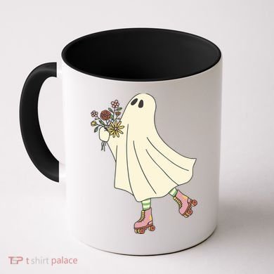 Floral Roller Skating Ghost Coffee Mug