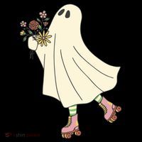 Floral Roller Skating Ghost Women's Hoodie thumb 2