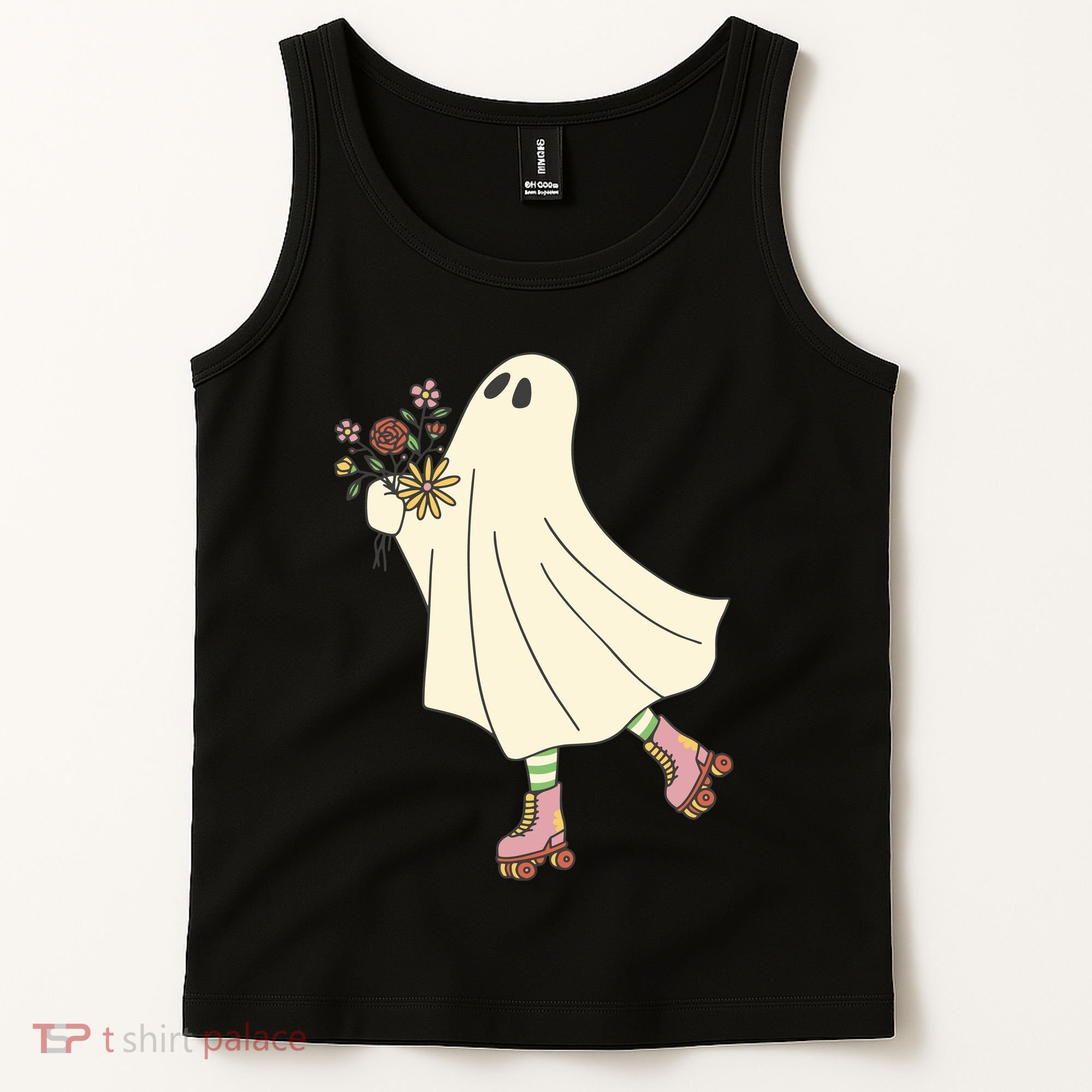 Floral Roller Skating Ghost Tank Top