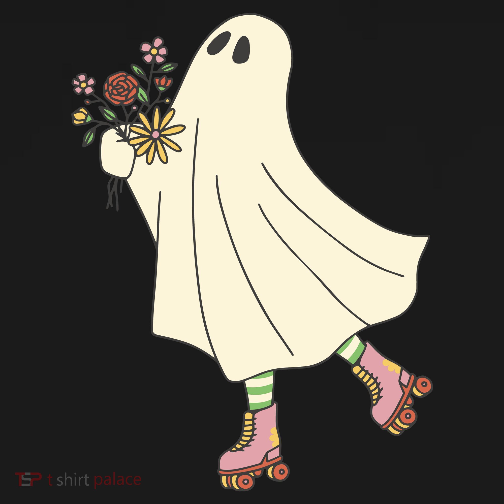 Floral Roller Skating Ghost Tank Top