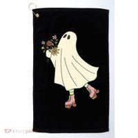 Floral Roller Skating Ghost Golf Towel thumb 0