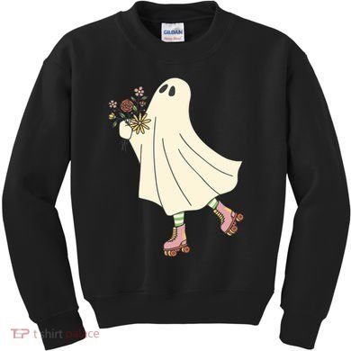 Floral Roller Skating Ghost Kids Sweatshirt