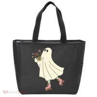Floral Roller Skating Ghost Tote Bag thumb 0