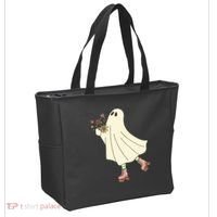 Floral Roller Skating Ghost Tote Bag thumb 2
