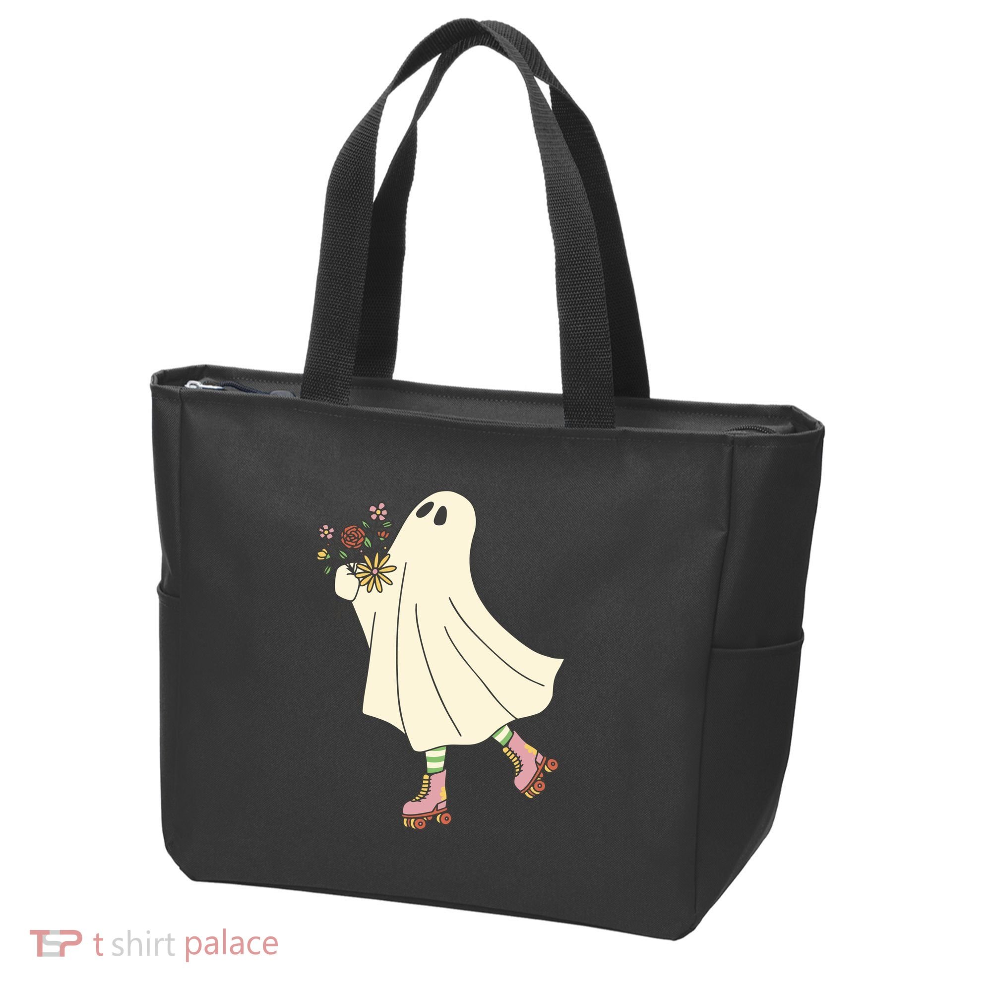 Floral Roller Skating Ghost Tote Bag