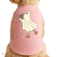 Floral Roller Skating Ghost Doggie Tank thumb 0