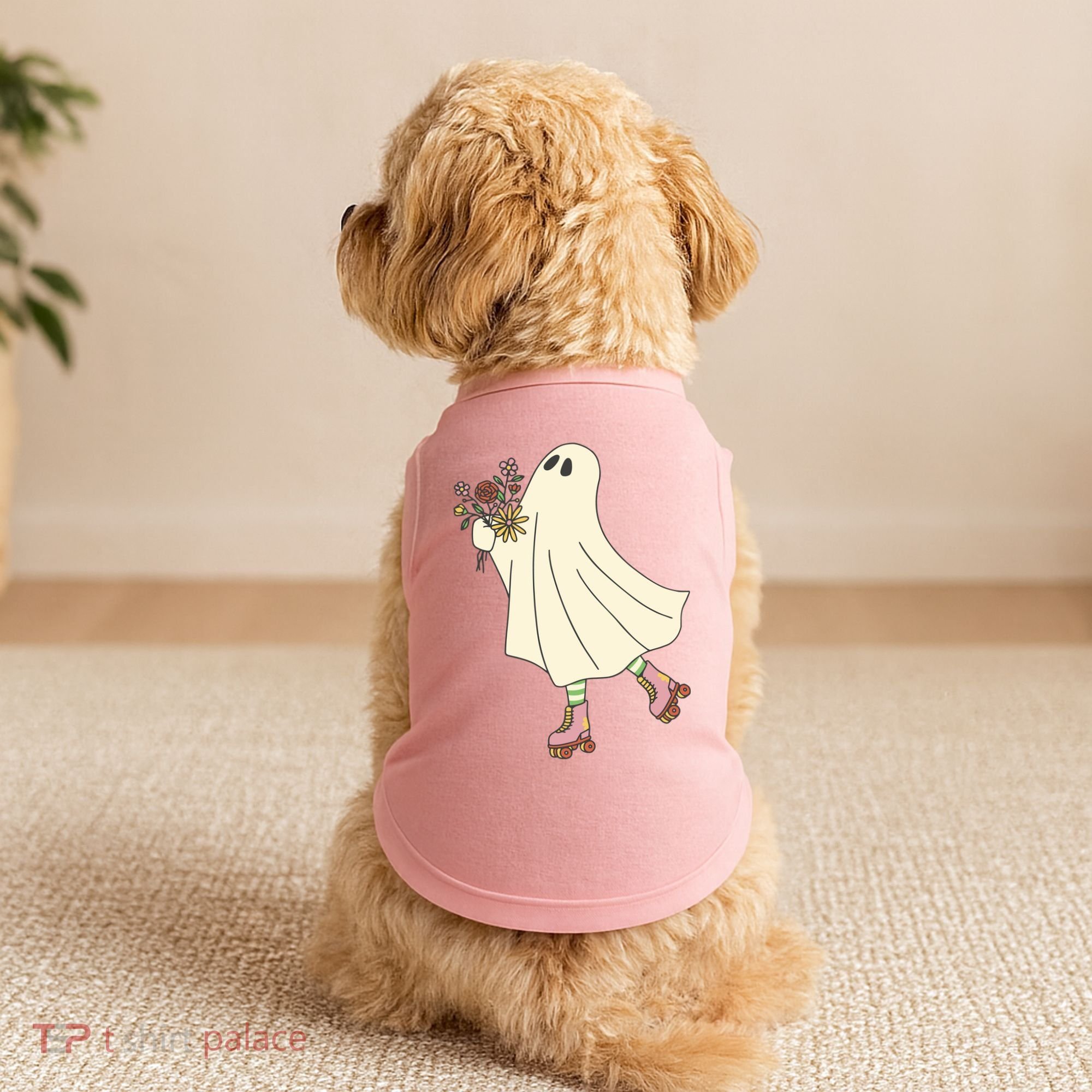Floral Roller Skating Ghost Doggie Tank
