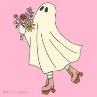 Floral Roller Skating Ghost Doggie Tank thumb 4
