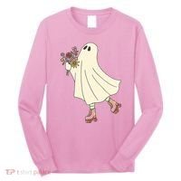 Floral Roller Skating Ghost Long Sleeve Shirt thumb 0
