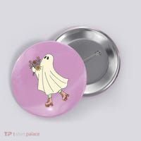 Floral Roller Skating Ghost Button thumb 0
