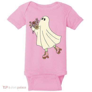 Floral Roller Skating Ghost Baby Bodysuit