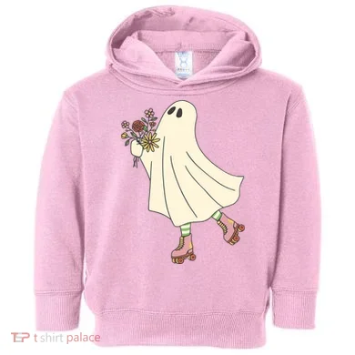 Floral Roller Skating Ghost Toddler Hoodie