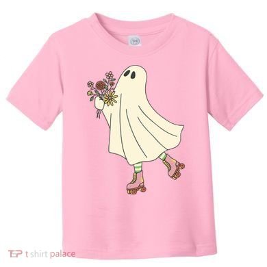 Floral Roller Skating Ghost Toddler T-Shirt