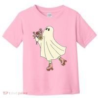 Floral Roller Skating Ghost Toddler T-Shirt thumb 0