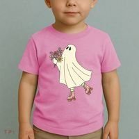 Floral Roller Skating Ghost Toddler T-Shirt thumb 2
