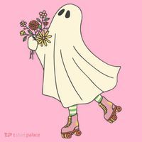 Floral Roller Skating Ghost Toddler T-Shirt thumb 4