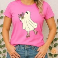 Floral Roller Skating Ghost Women's T-Shirt thumb 2