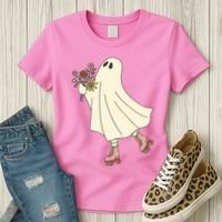 Floral Roller Skating Ghost Women's T-Shirt thumb 3