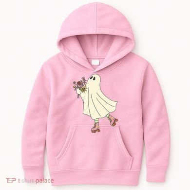 Floral Roller Skating Ghost Kids Hoodie