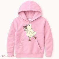 Floral Roller Skating Ghost Kids Hoodie thumb 0