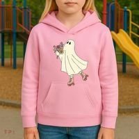 Floral Roller Skating Ghost Kids Hoodie thumb 3