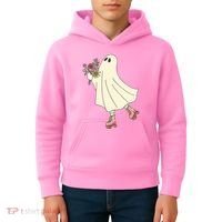 Floral Roller Skating Ghost Kids Hoodie thumb 4