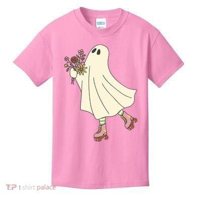 Floral Roller Skating Ghost Kids T-Shirt
