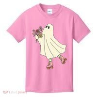 Floral Roller Skating Ghost Kids T-Shirt thumb 0