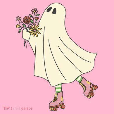 Floral Roller Skating Ghost Kids T-Shirt