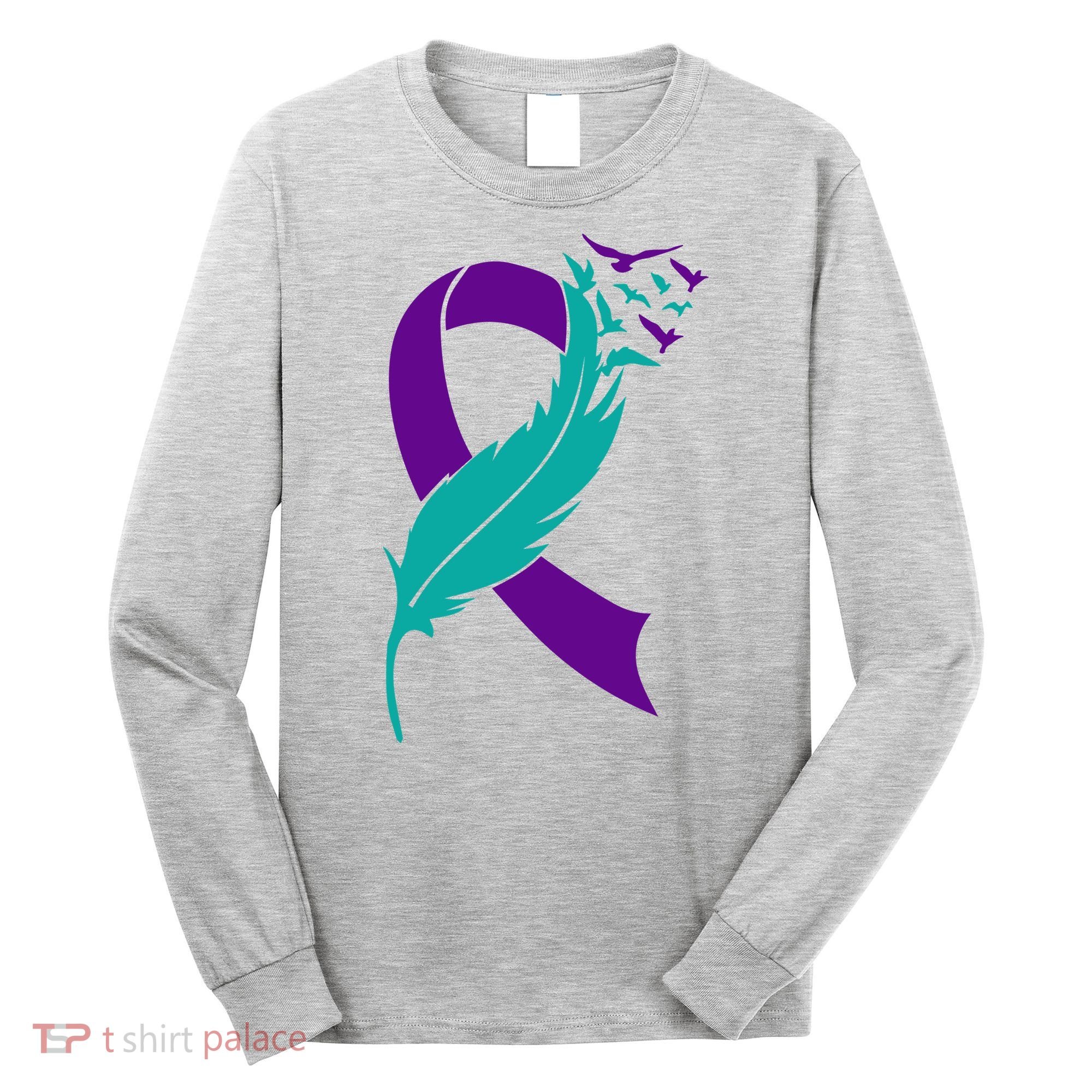 Feather Ribbon Suicide Prevention Awareness Long Sleeve Shirt