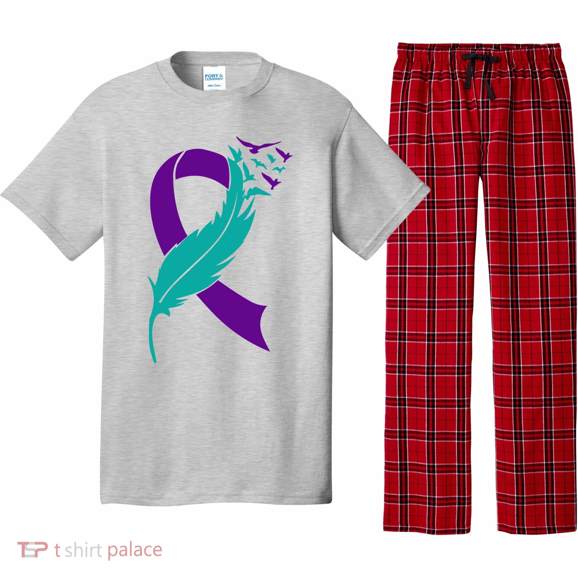 Feather Ribbon Suicide Prevention Awareness Pajama Set