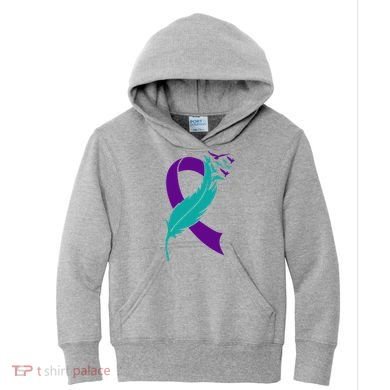 Feather Ribbon Suicide Prevention Awareness Kids Hoodie