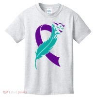 Feather Ribbon Suicide Prevention Awareness Kids T-Shirt thumb 0