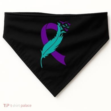Feather Ribbon Suicide Prevention Awareness USA-Made Doggie Bandana