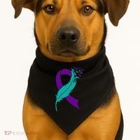 Feather Ribbon Suicide Prevention Awareness USA-Made Doggie Bandana thumb 1