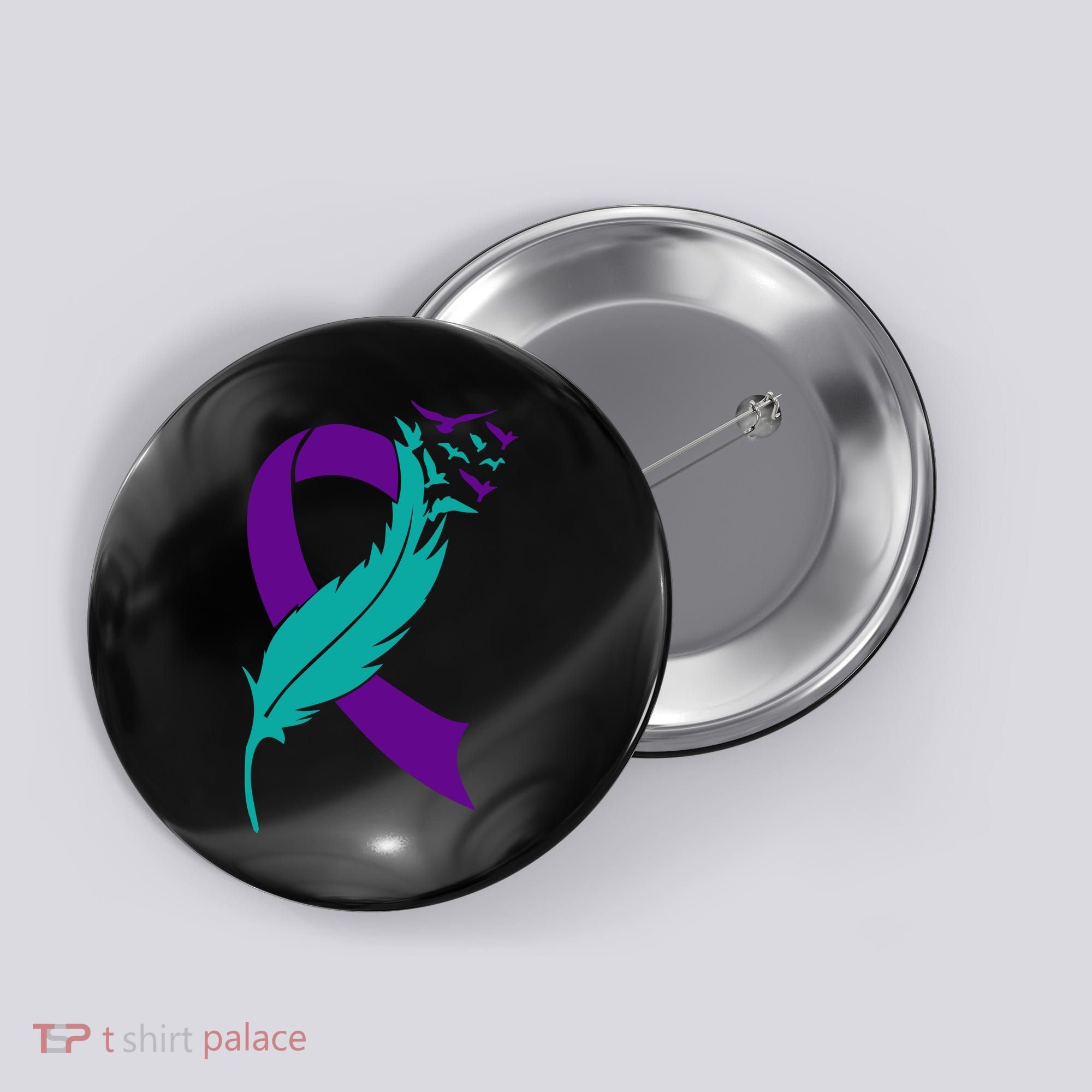 Feather Ribbon Suicide Prevention Awareness Button