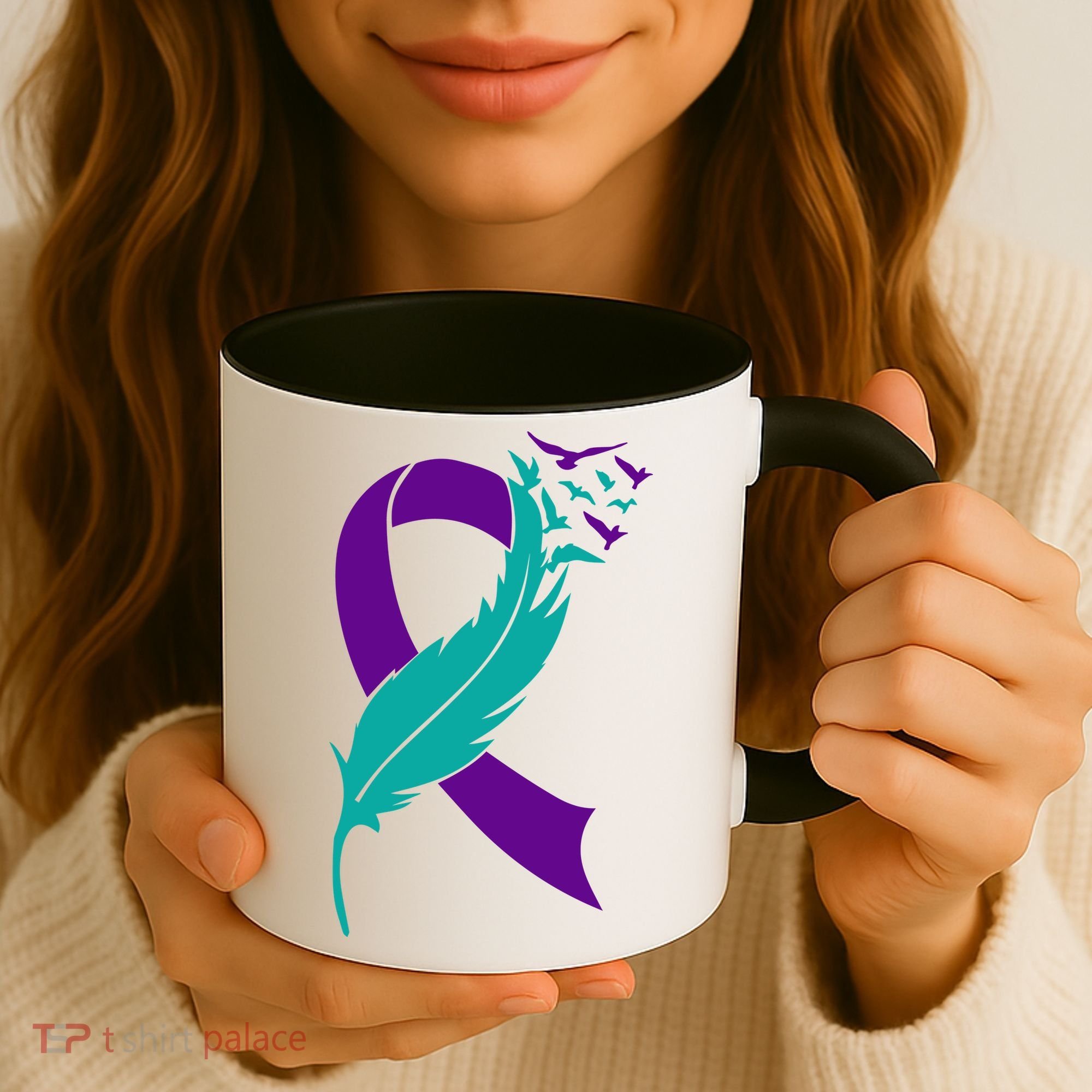 Feather Ribbon Suicide Prevention Awareness Coffee Mug