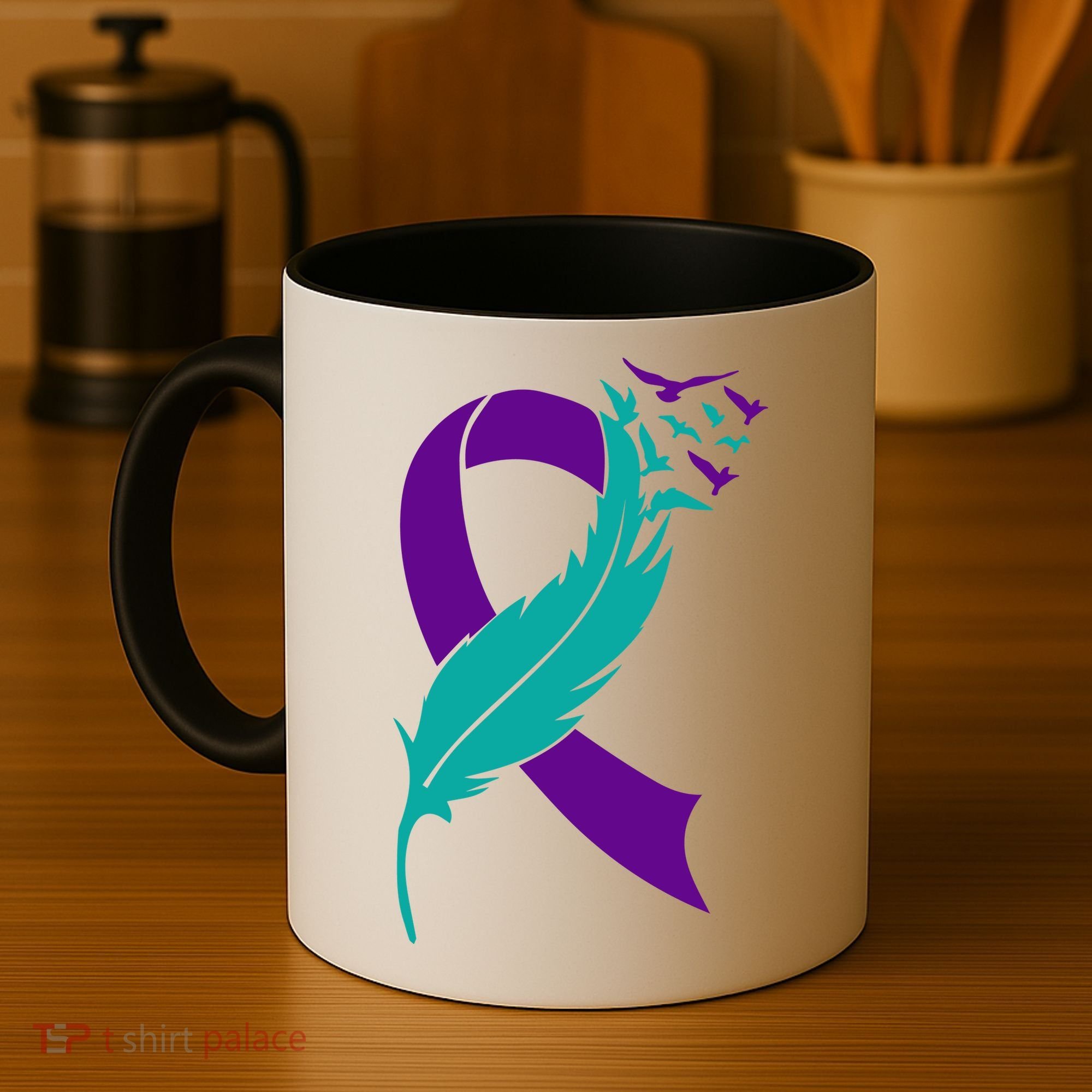 Feather Ribbon Suicide Prevention Awareness Coffee Mug