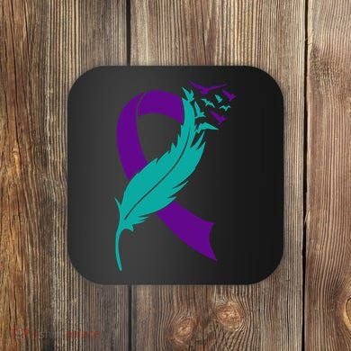 Feather Ribbon Suicide Prevention Awareness Coaster