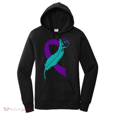 Feather Ribbon Suicide Prevention Awareness Women's Hoodie