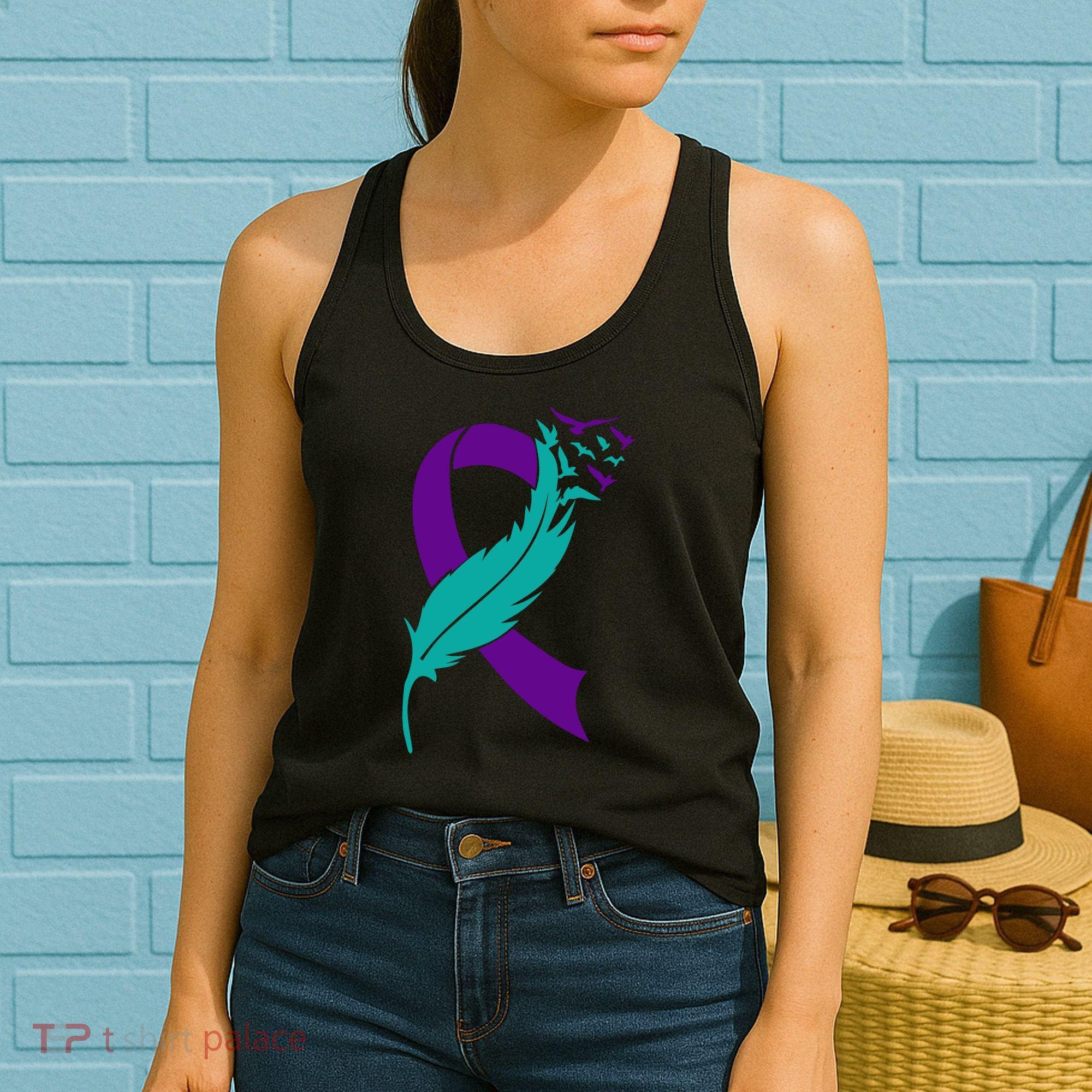 Feather Ribbon Suicide Prevention Awareness Women's Tank Top