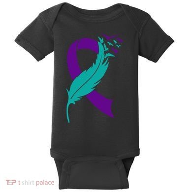 Feather Ribbon Suicide Prevention Awareness Baby Bodysuit