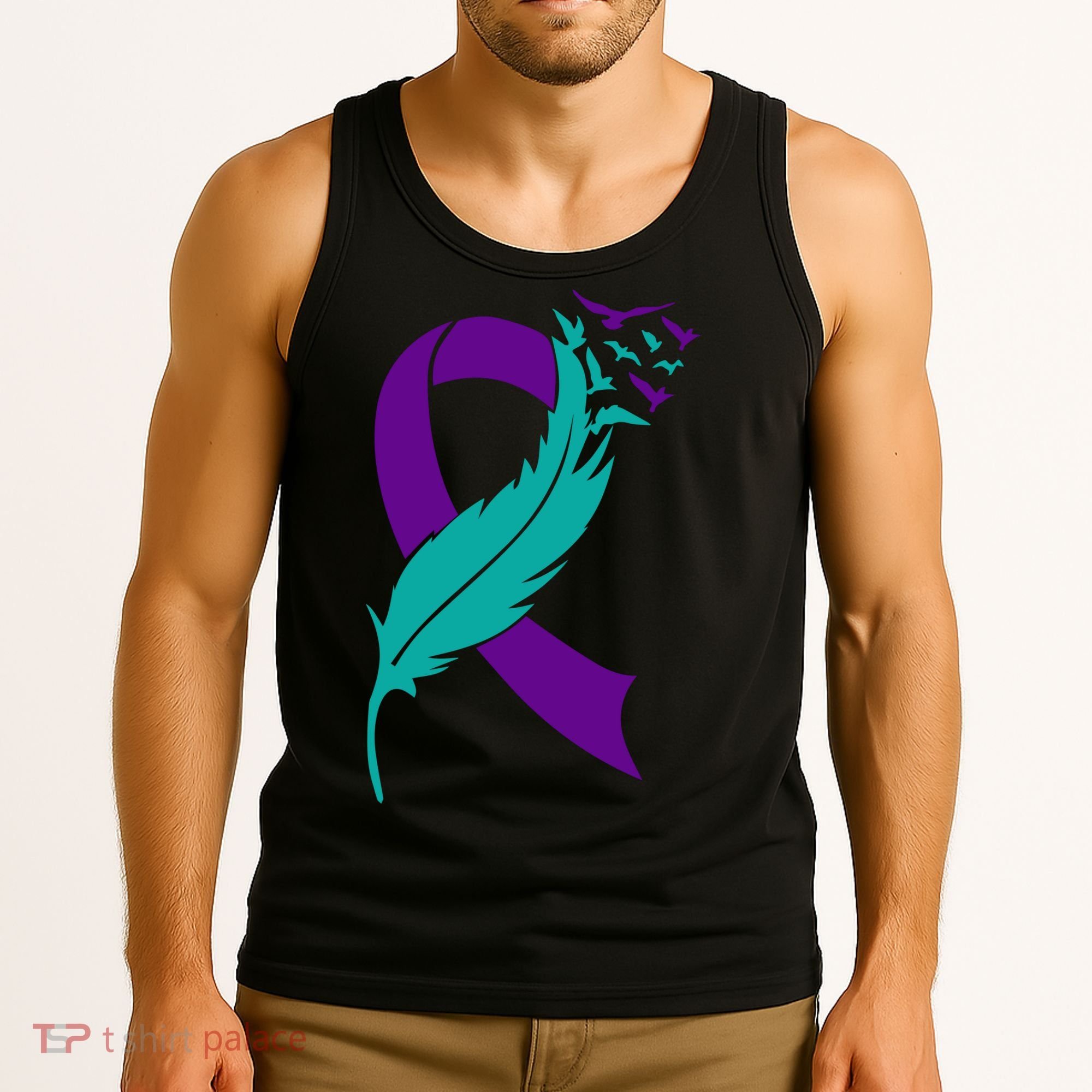Feather Ribbon Suicide Prevention Awareness Tank Top