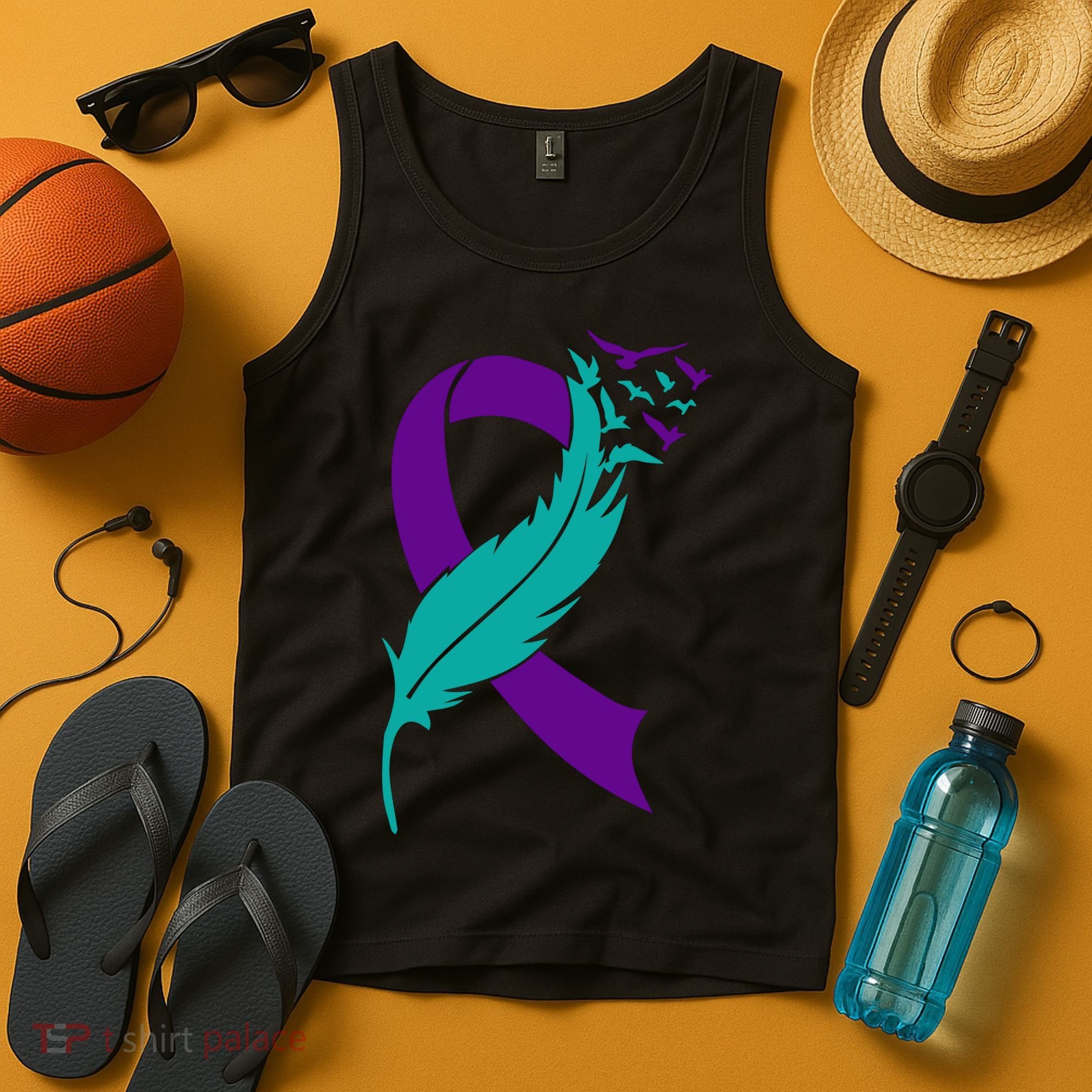 Feather Ribbon Suicide Prevention Awareness Tank Top