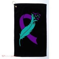 Feather Ribbon Suicide Prevention Awareness Golf Towel thumb 0