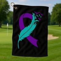 Feather Ribbon Suicide Prevention Awareness Golf Towel thumb 1