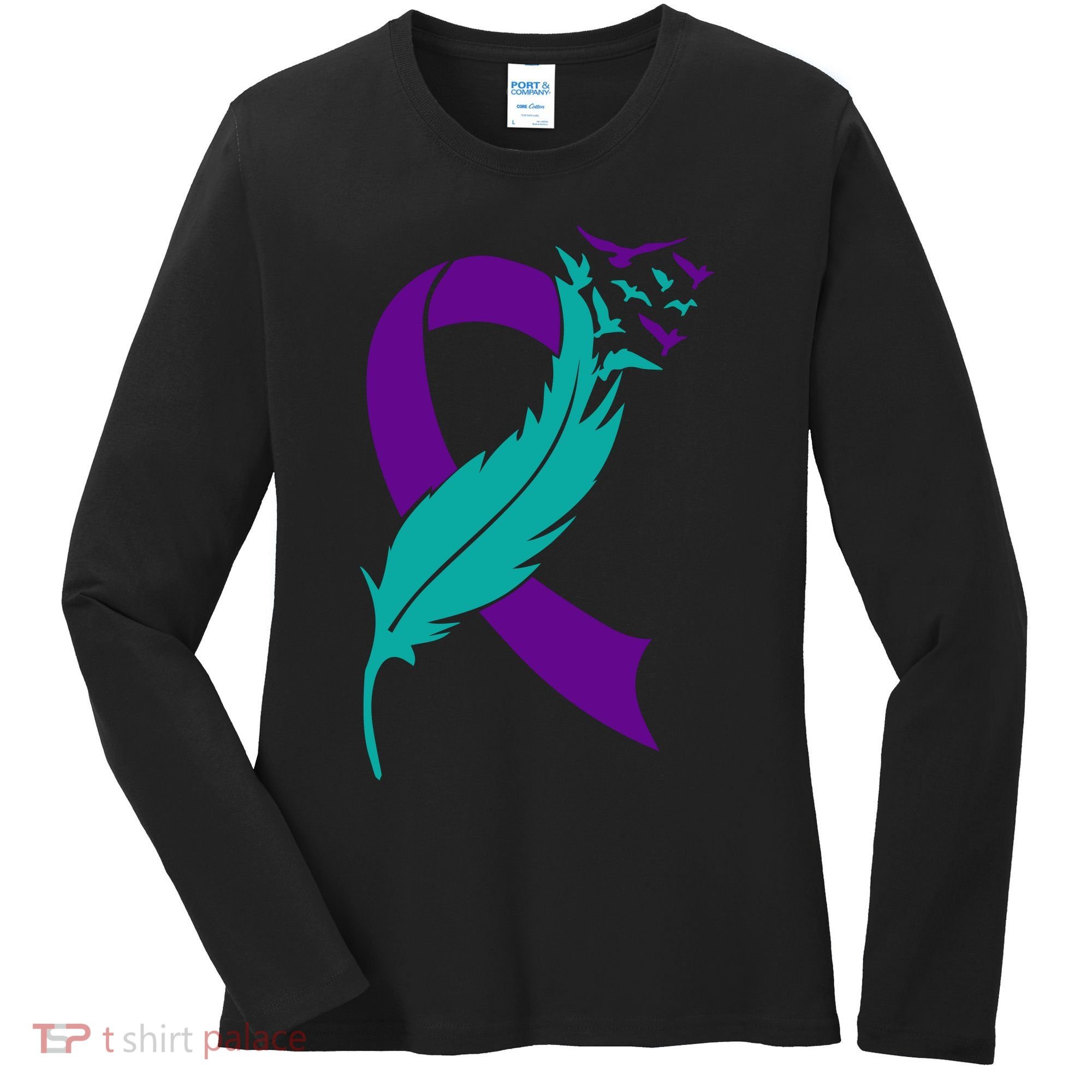 Feather Ribbon Suicide Prevention Awareness Women's Long Sleeve Shirt