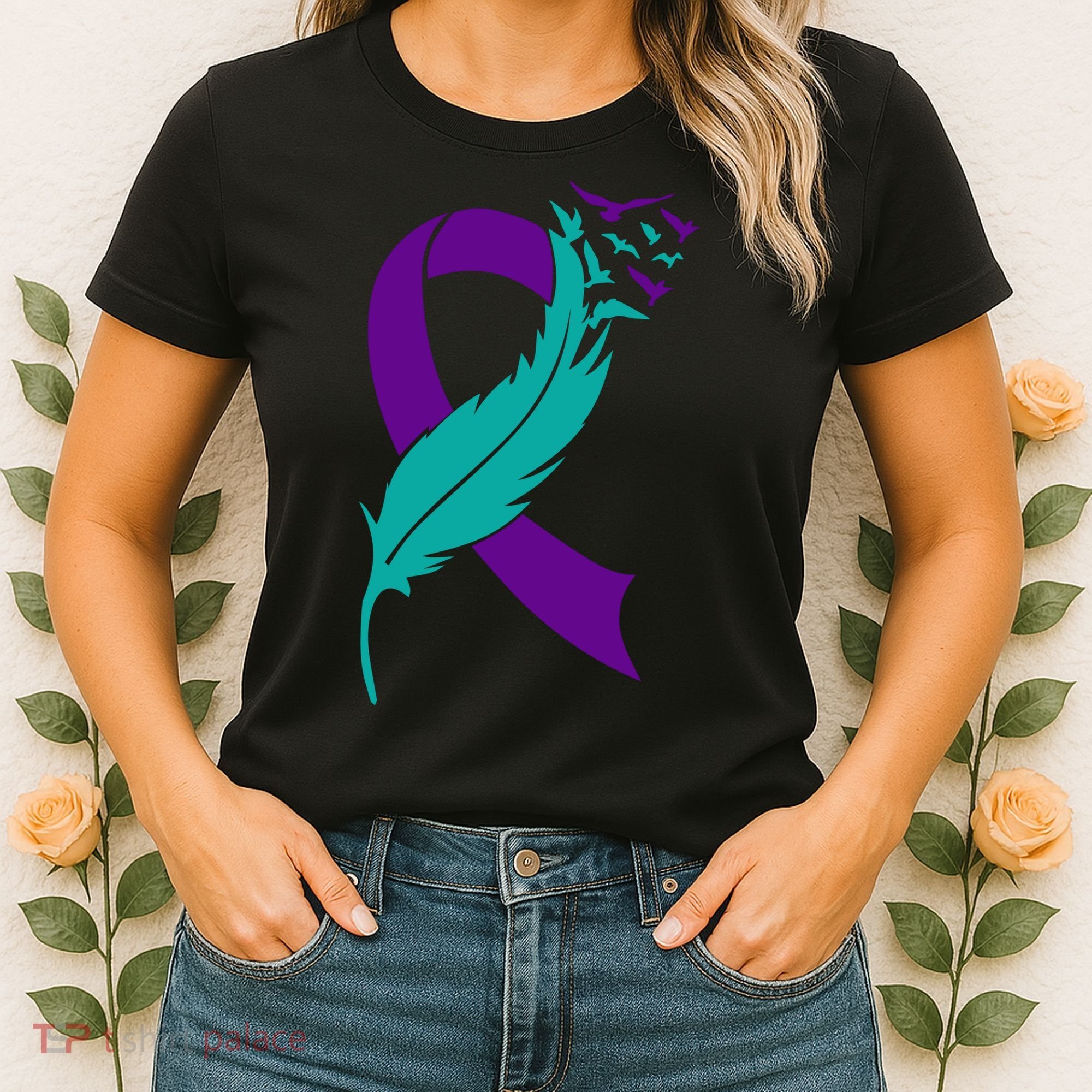 Feather Ribbon Suicide Prevention Awareness Women's T-Shirt