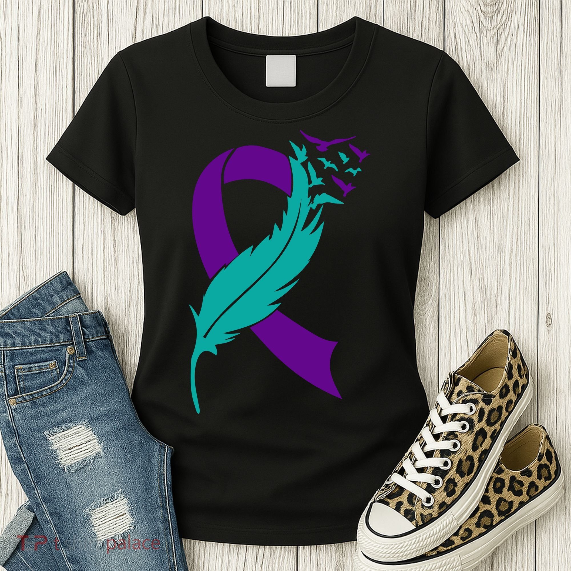 Feather Ribbon Suicide Prevention Awareness Women's T-Shirt